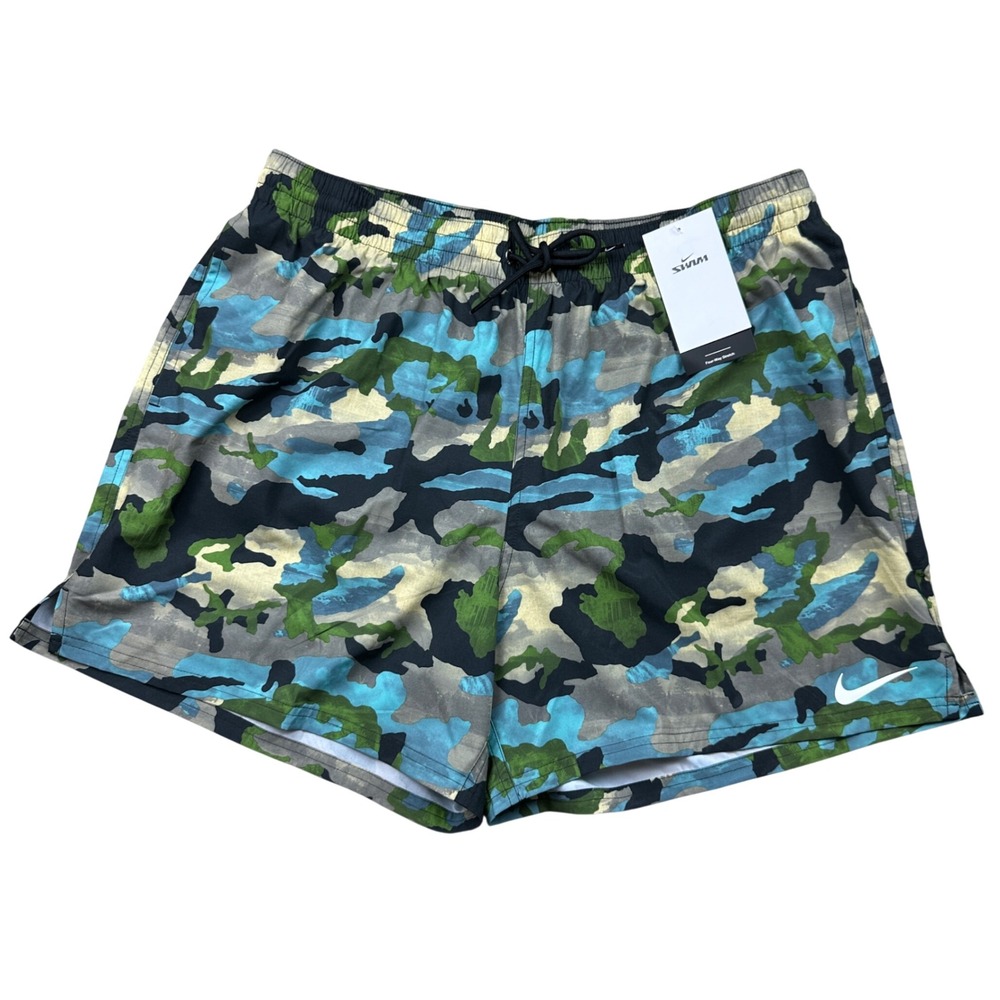 NEW Nike Mens XXL Camo Swim Trunks Blue Camouflage Board Shorts Four-Way Stretch